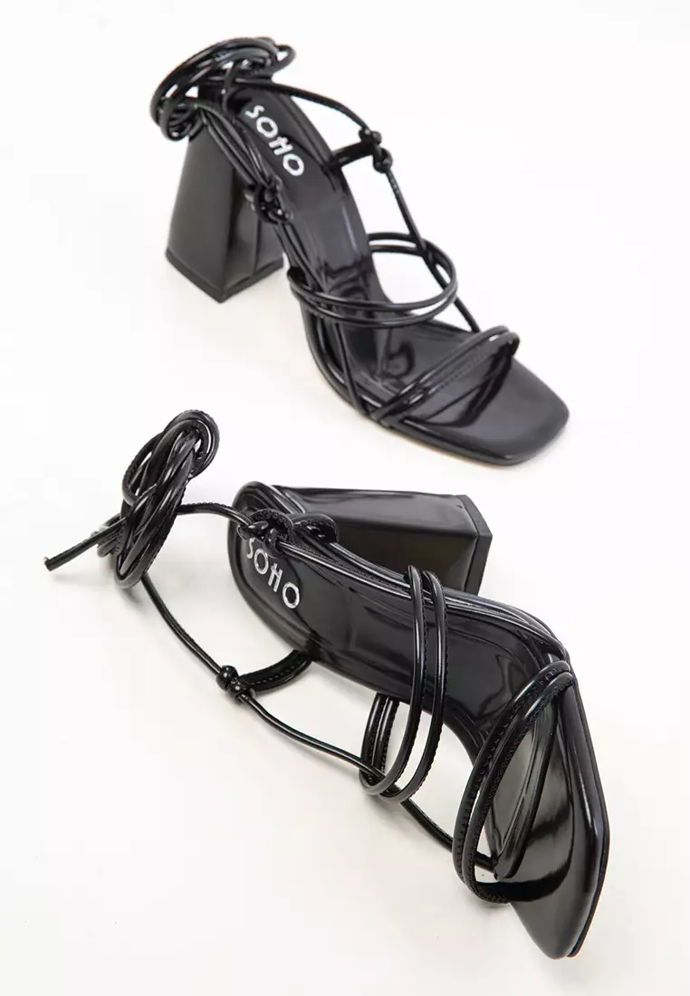 Black Patent Leather Women's Classic Heeled Shoes 20363