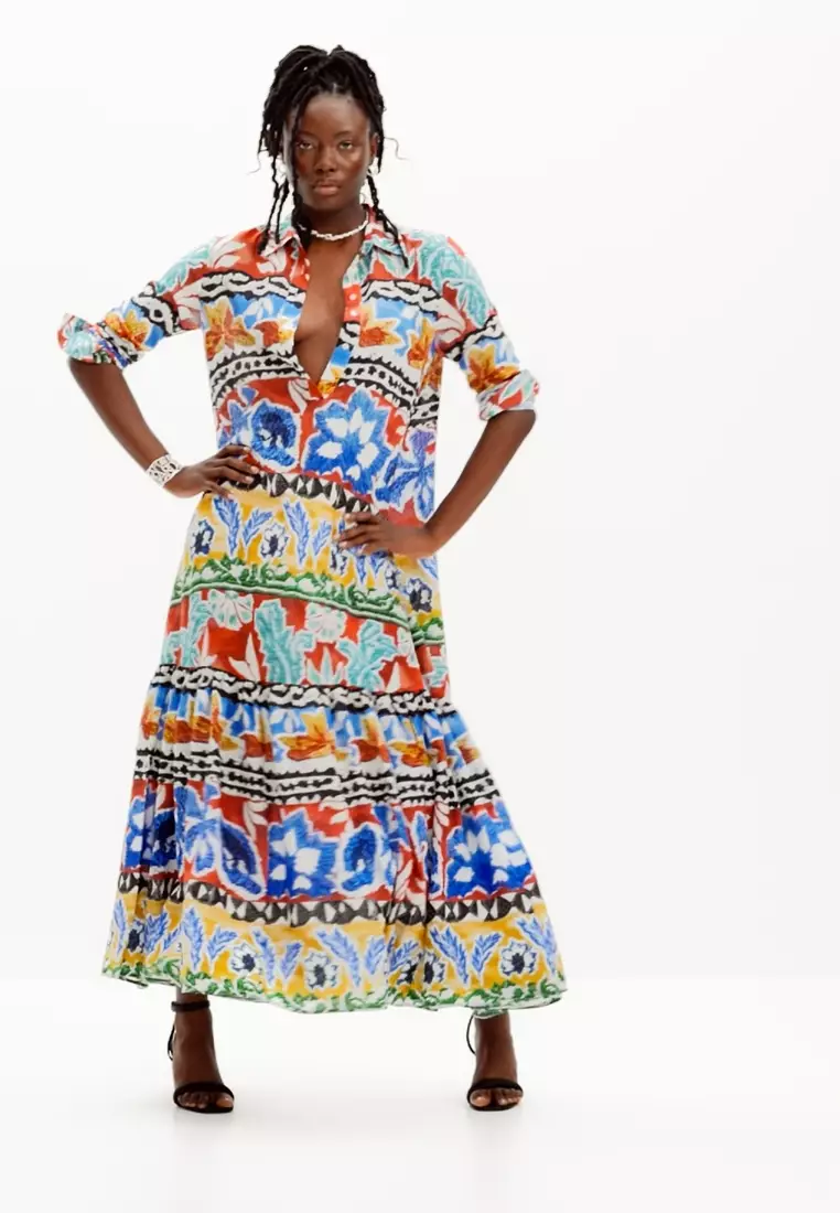 Stella Jean long ethnic shirt dress 