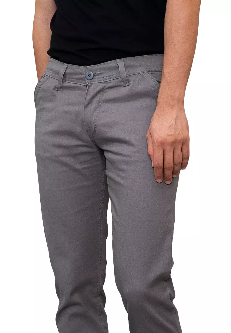 Celana Chino Panjang Pria Slim fit Jeans Abu tua