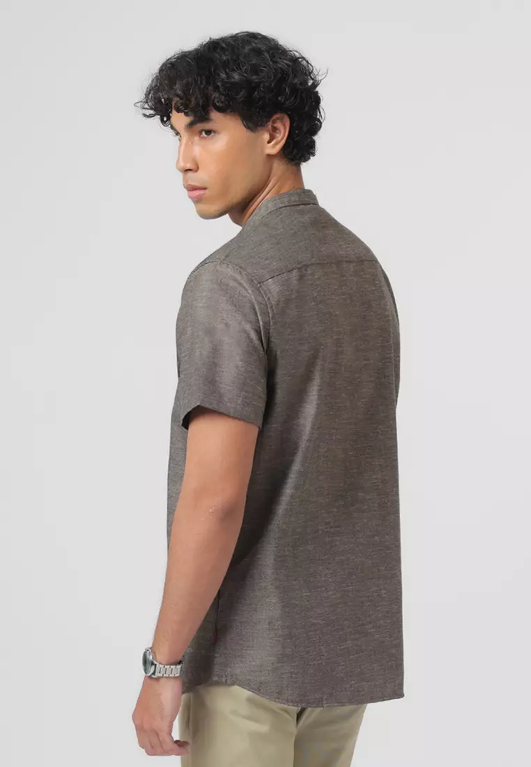 Kemeja Koko Pria Lengan Pendek Baju Muslim Pria AMMAR GREEN OLIVE