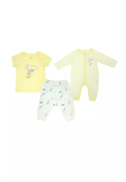 Disney Baby Classic Characters "Winnie-the-Pooh" Newborn 3 Piece Set (Sleepsuit, Regular T-Shirt, Pajama)