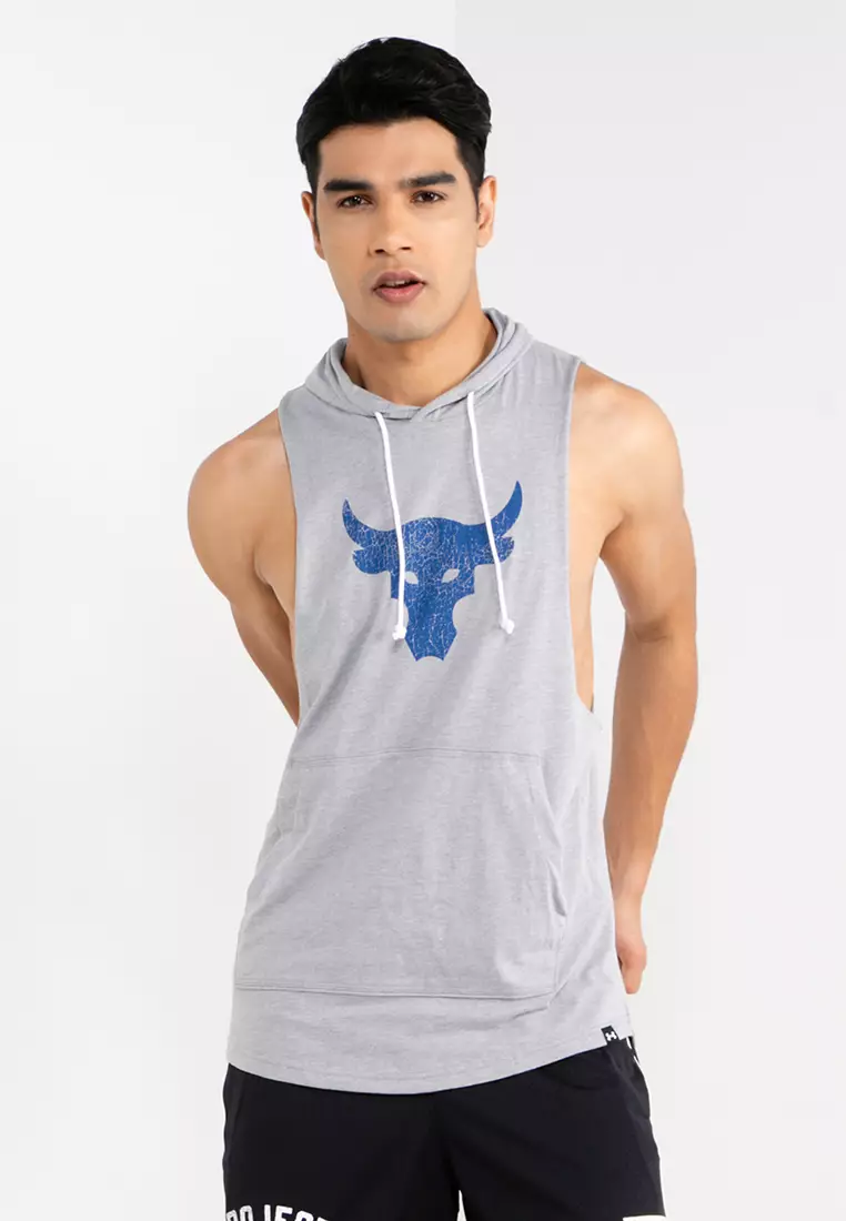 Buy Under Armour Project Rock BSR Bull Sleeveless Hoodie in Steel