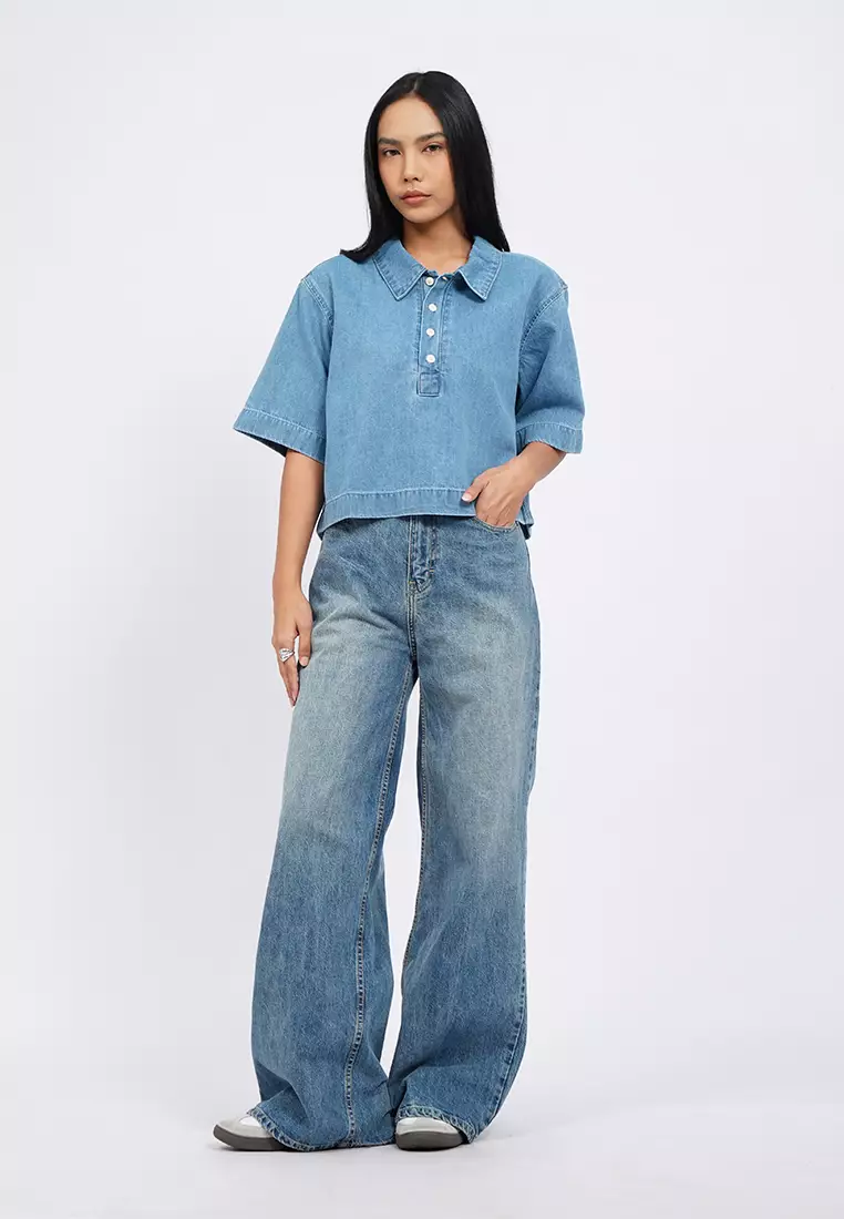 Regular Fit Short Sleeve Denim Shirt