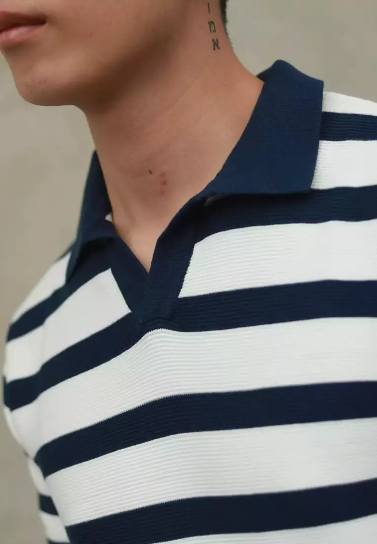 Kale Frans Navy / Polo Shirt rajut premium berbahan dasar cotton wool