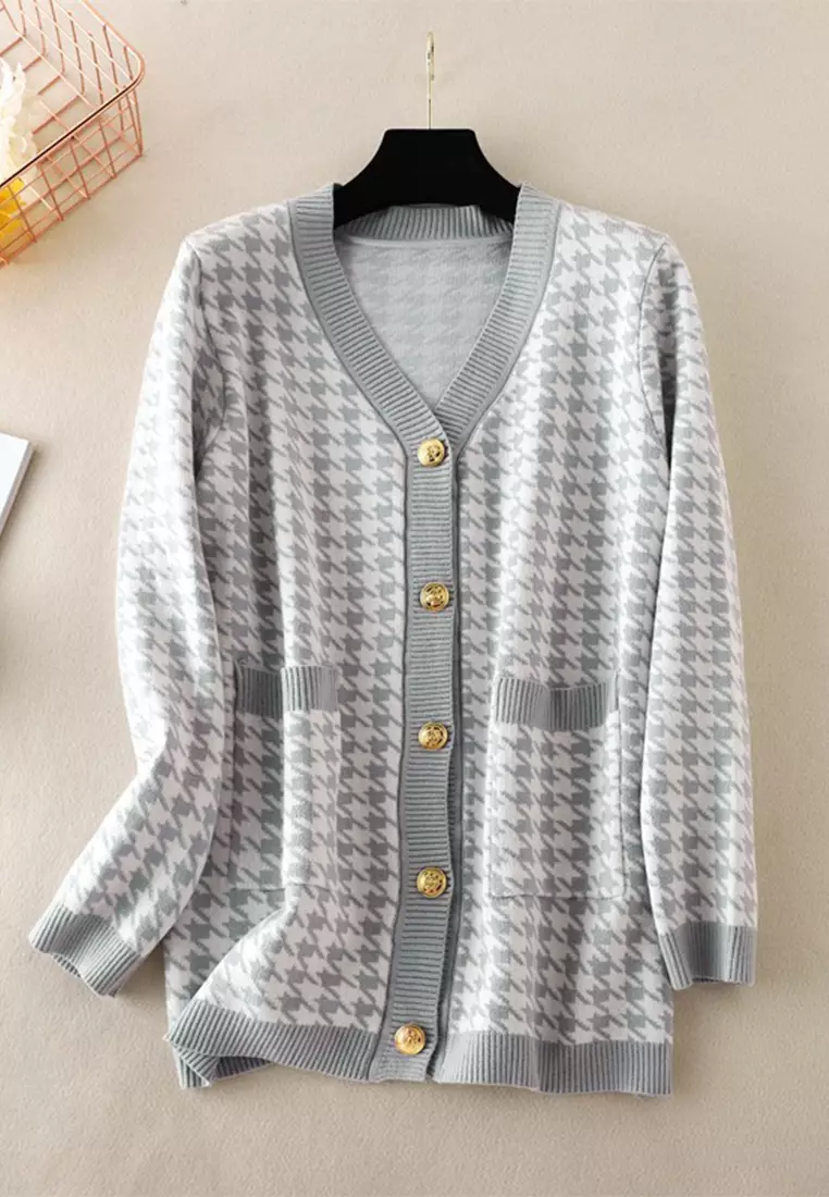 Buy Twenty Eight Shoes Houndstooth Pattern Knit Cardigan SX5093