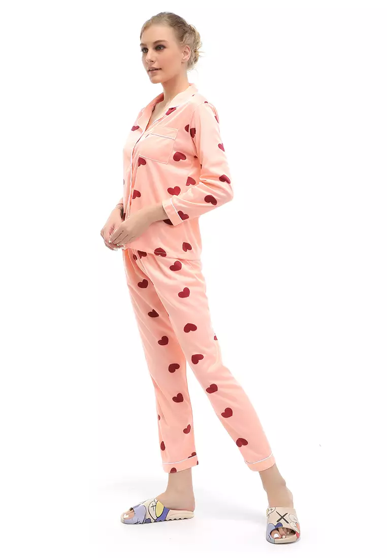 Vance Piyama Baju Tidur Wanita Sweet Heart One Set Material Polyester ORIGINAL - Pink