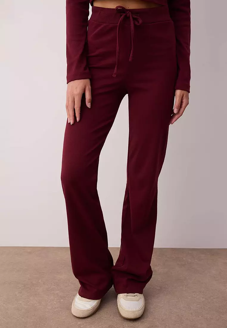 勃艮第酒紅 修身/貼身彈性針織下身連身衣