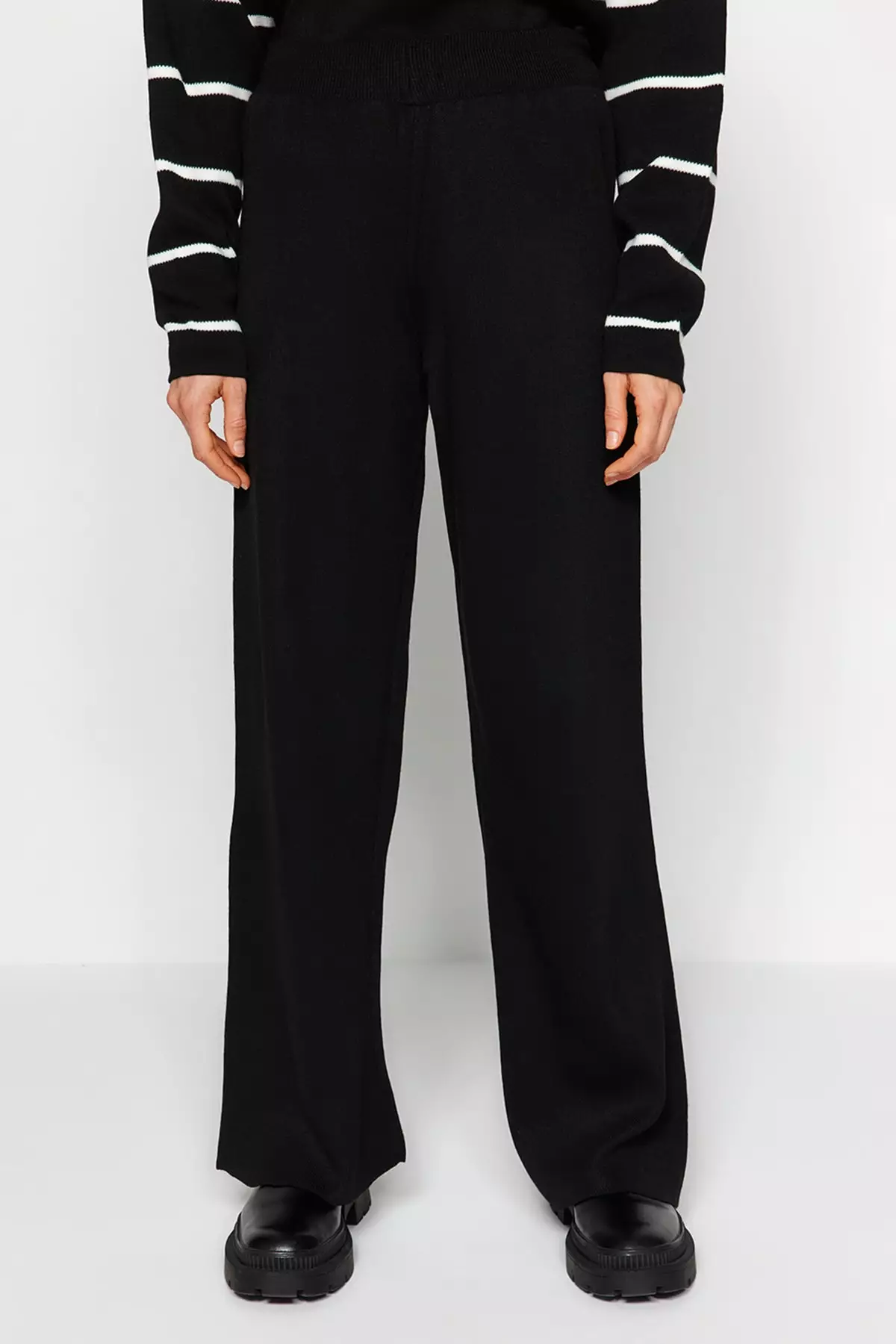 Half Zipper Knitted Top and Bottom Set