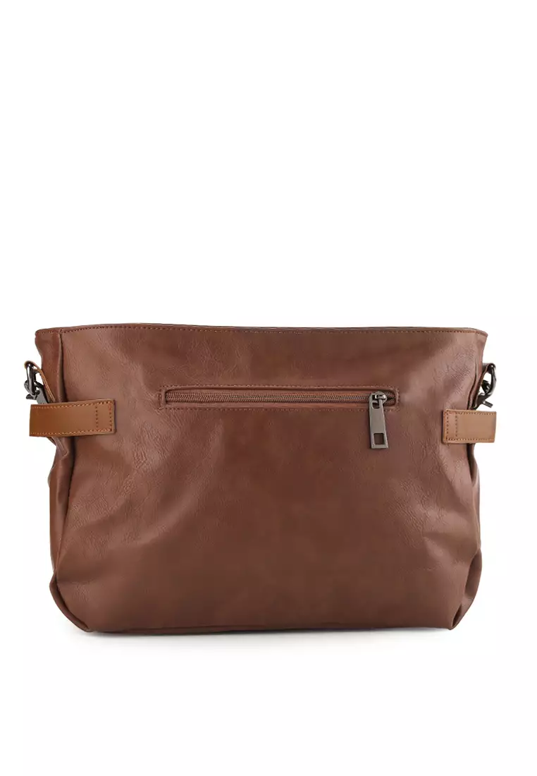 Distressed Leather Relay Crossbody Clutch