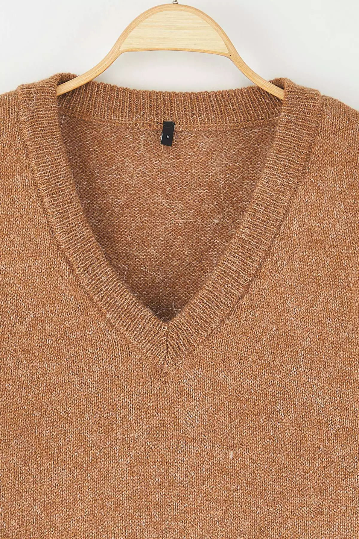 米色羊駝毛混紡闊管針織毛衣