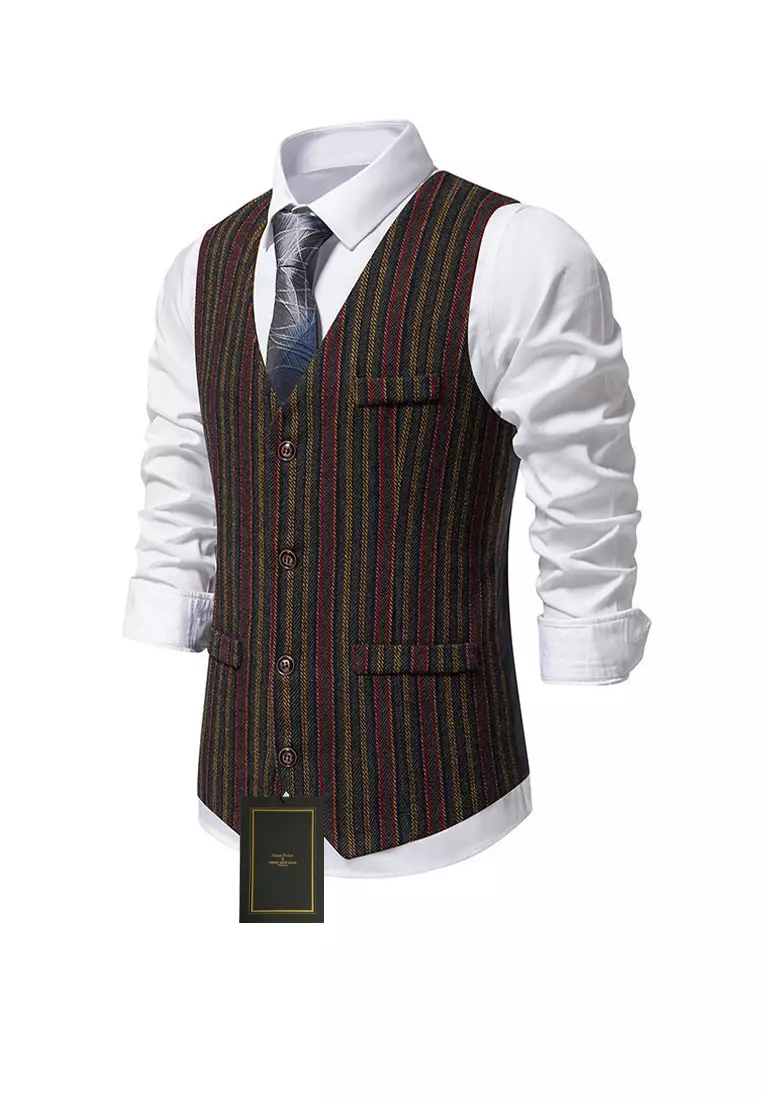 V-Neck Striped Suit Vest ZQ-M93