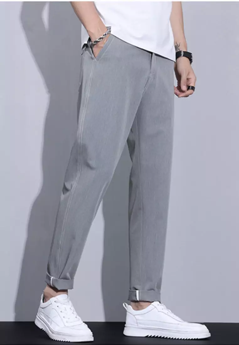 彈性腰圍修身長褲