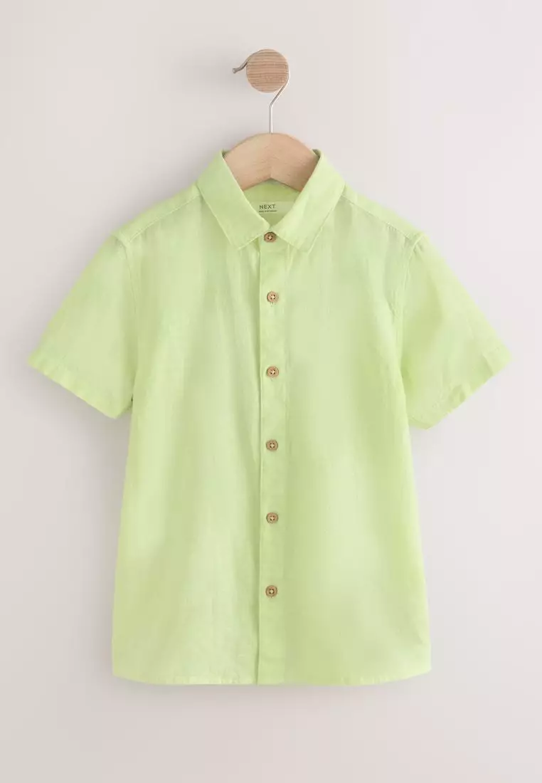 Short Sleeve Linen Blend Shirt