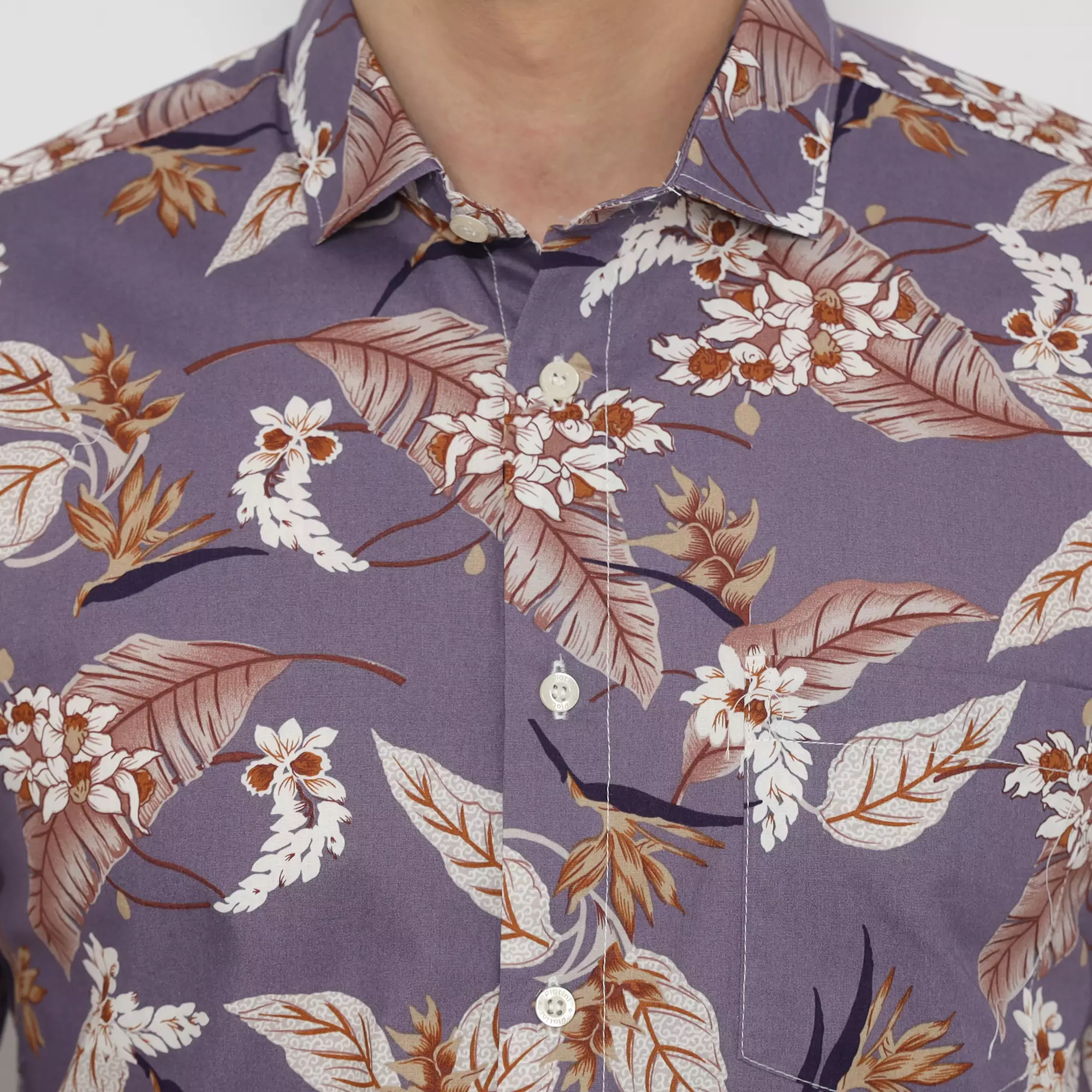 Platini Kemeja Motif Pria Lengan Pendek Katun Ungu 73441