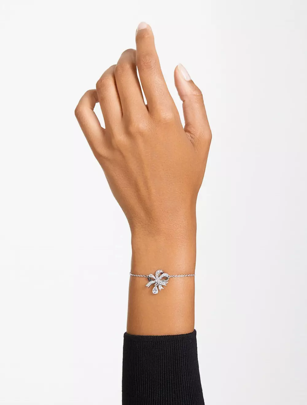 Volta Bracelet, Bow, White, Rhodium Plated - White