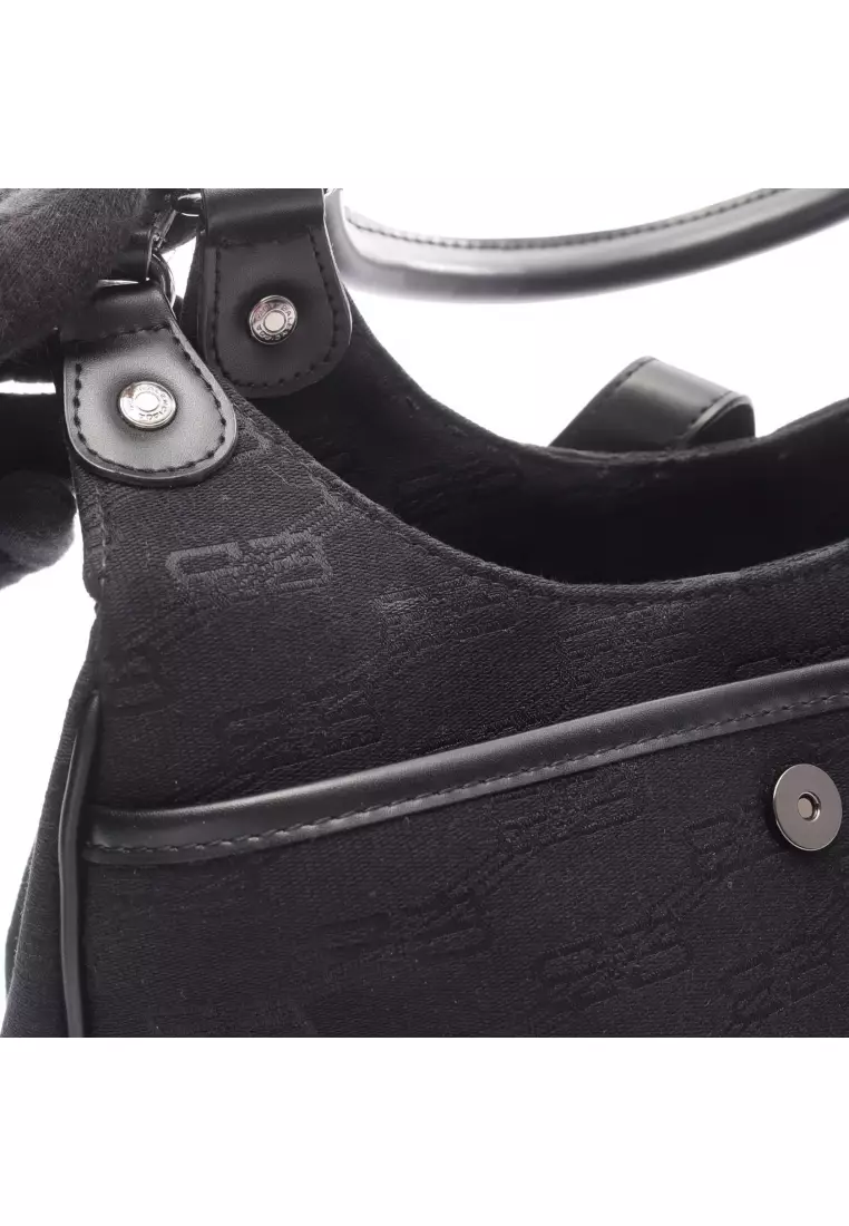 Pre-Loved BALENCIAGA BB monogram Handbag canvas leather black