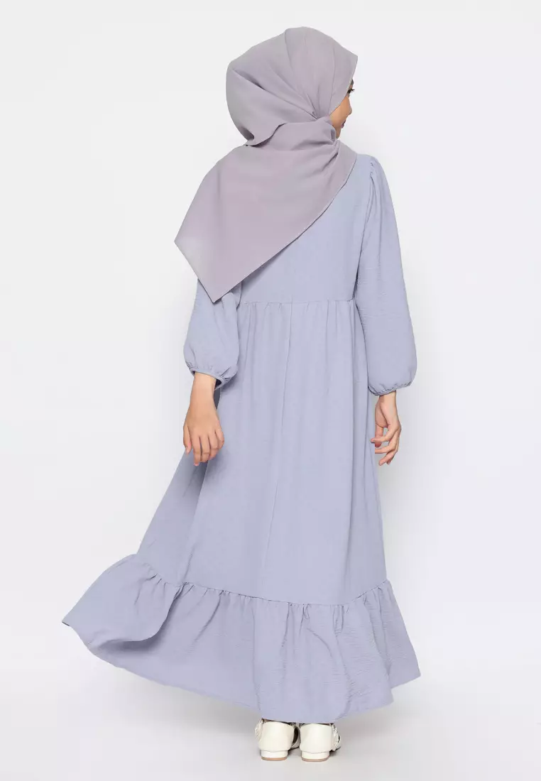 Baju Gamis Anak Perempuan Putik Bunga Blue - ADORABLE