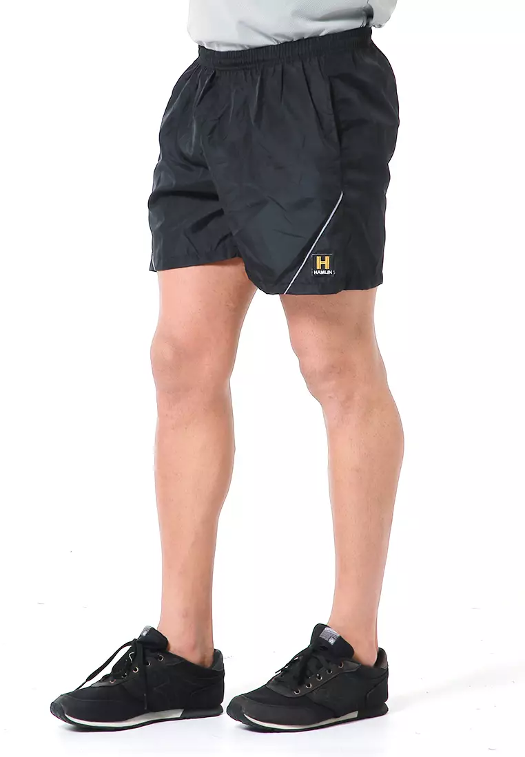 Halburt Celana Pendek Olahraga Pria Short Pants Kasual Simple Material Parasut ORIGINAL - Black Silver