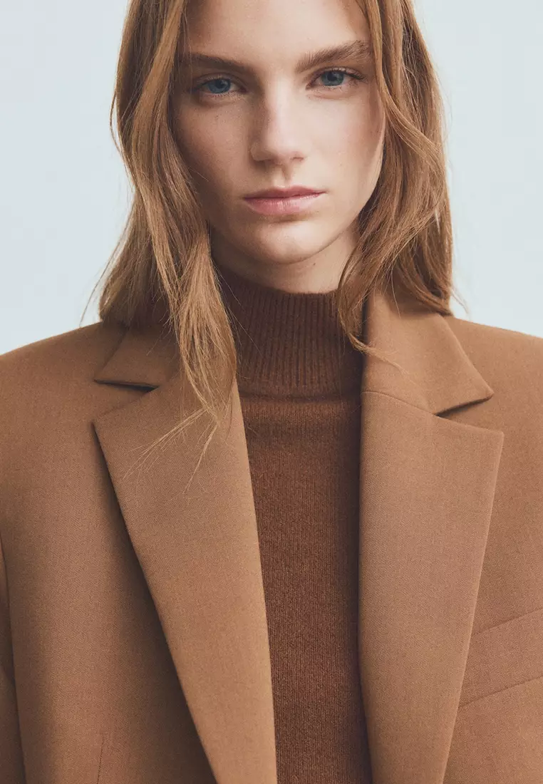 Straight Suit Jacket with Lapel Pockets