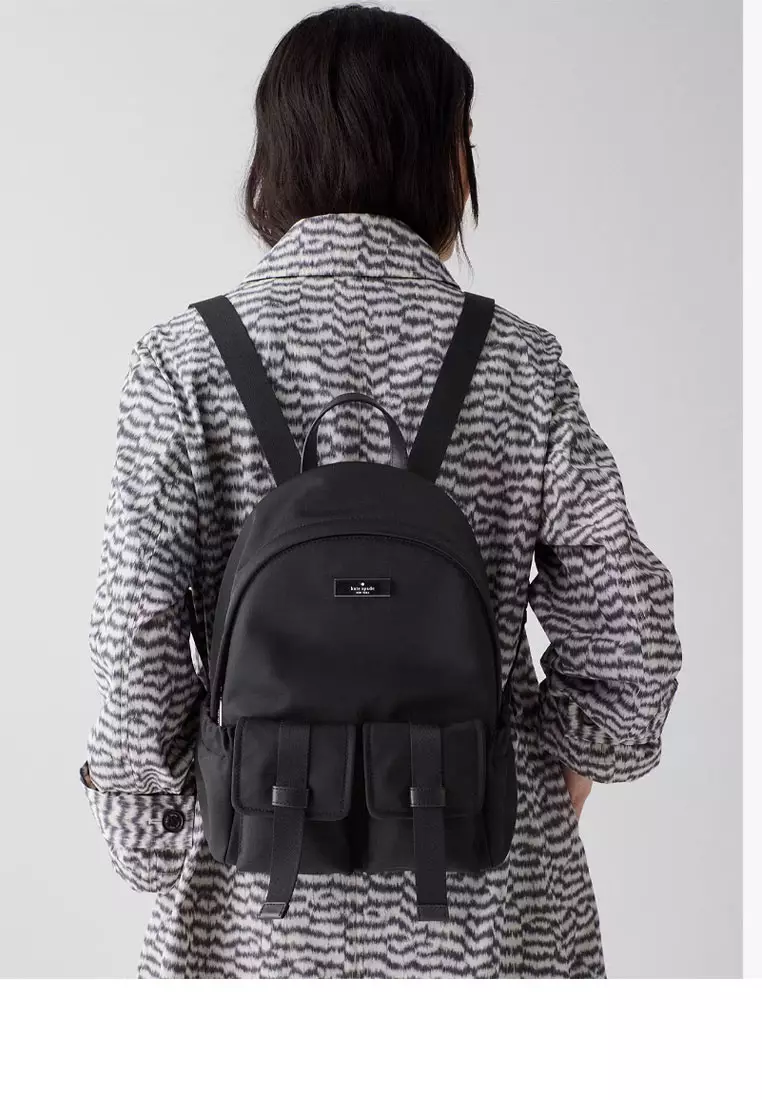 NWT Kate Spade KN671 Carter Medium Cargo Backpack In Black Ready Ks carter medium cargo backpack, KN671. Nylon black 24  main image 4