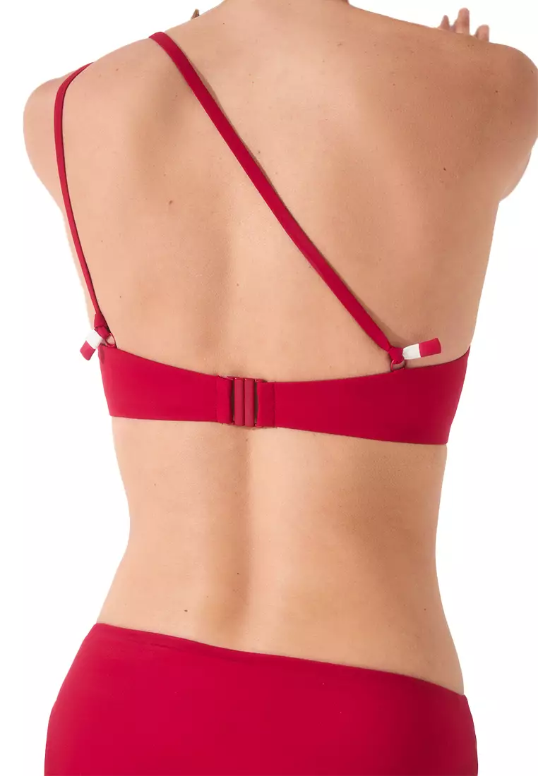Red Asymmetric Bikini Top
