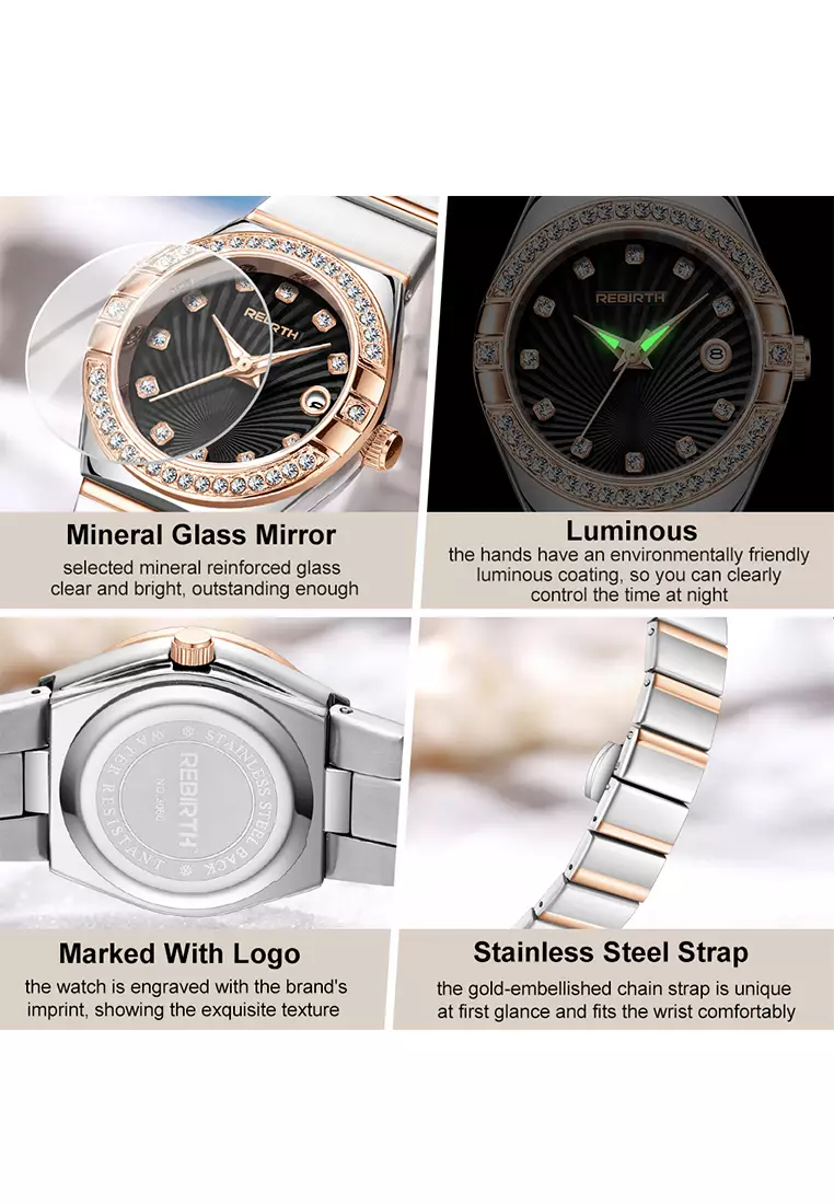 Jam Tangan Wanita Original Gaya Korea Anti Air Anggun Bercahaya Jam Tangan Cewek roseblack