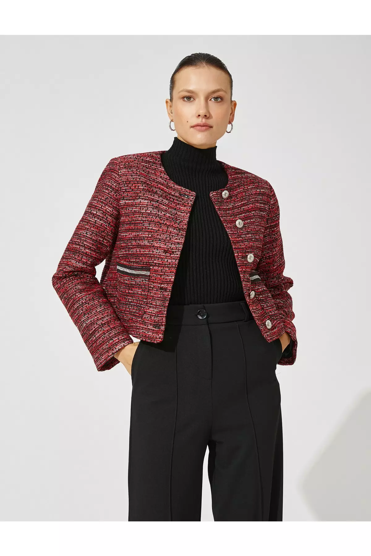 Red tweed cheap jacket
