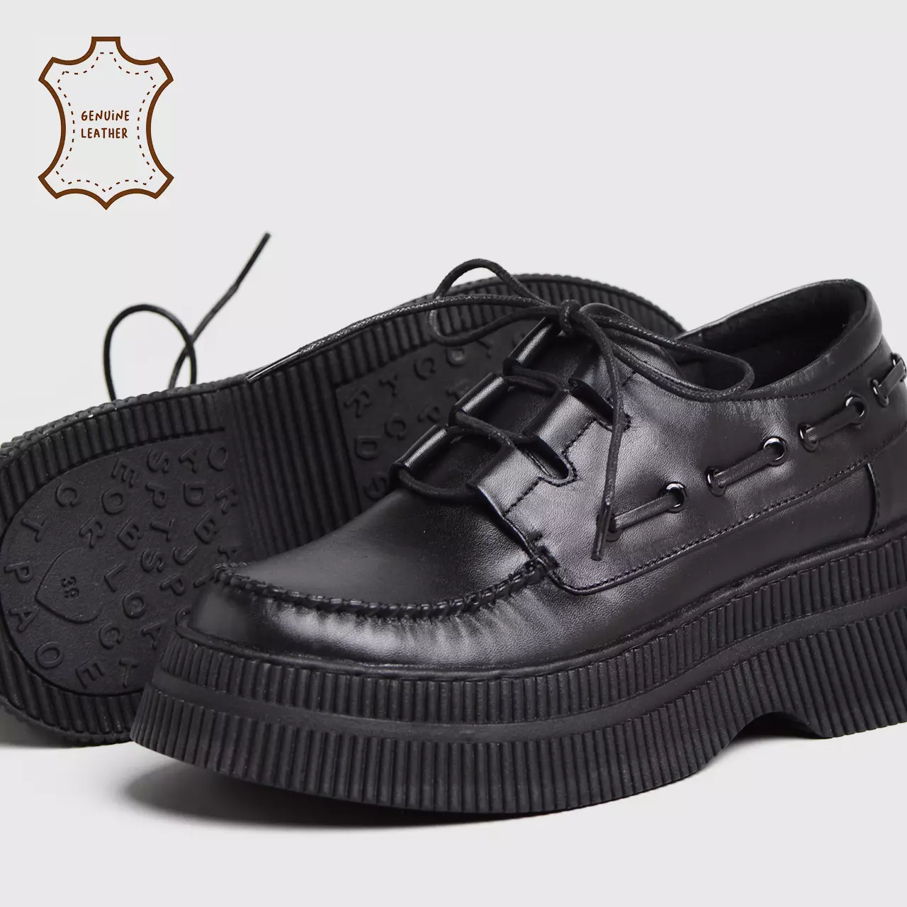 Zalica Platform Genuine Leather Black