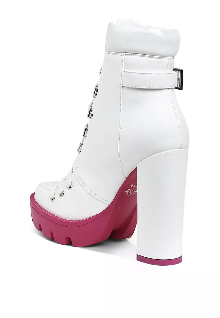 Cushion Collared White Biker Boot