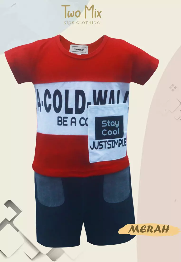 Two Mix Setelan Anak Laki Laki - Baju Anak Cowok Katun 1-8 Tahun 4330B - Warna Red