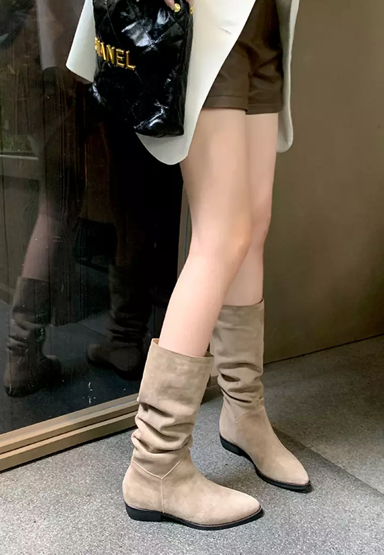 Pointy Suede Fabric Long Boots QZ2894-3