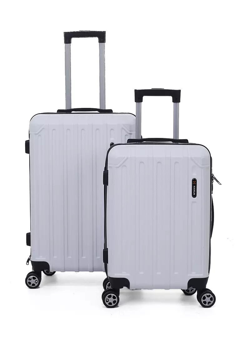 Isvara Tas Koper Hardcase Unisex One Set Suitcase Number Code Combination Lock Large Compartment Material ABS+PVC Coated ORIGINAL - White