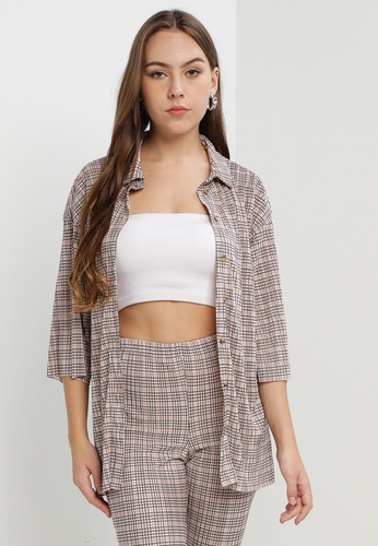 TOPSHOP multi Co Ord Check Plisse Shirt 2DF05AA86F83A5GS_1