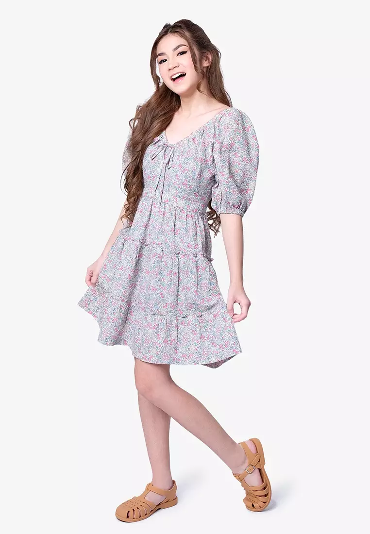 Teens Floral Tiered Dress