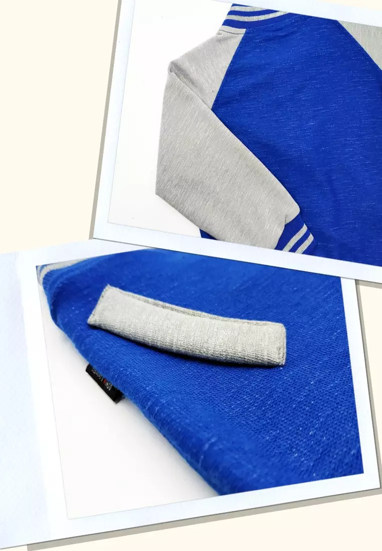 Wakakids Jaket Bayi Anak Laki Laki dan Perempuan Unisex Baseball Varsity Dino 3734 Biru