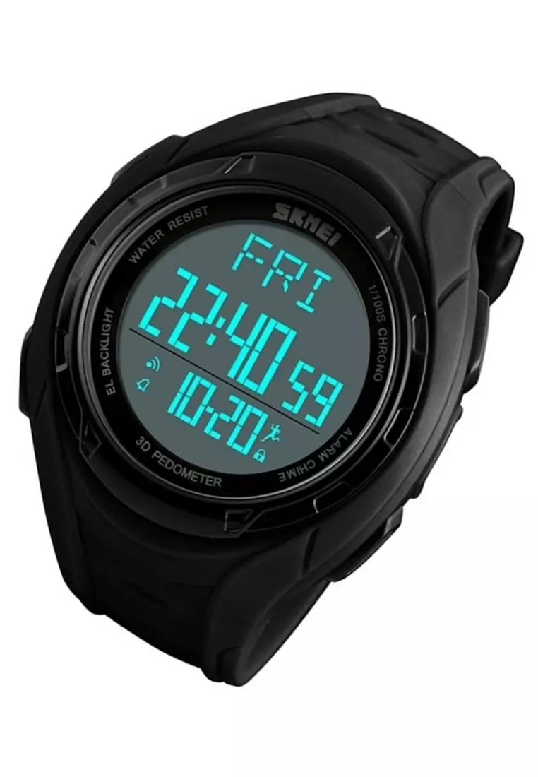 Jam Tangan Olahraga Pria Pedometer 3D Waterproof 50m Strap Tali Material Silikon QE12 ORIGINAL