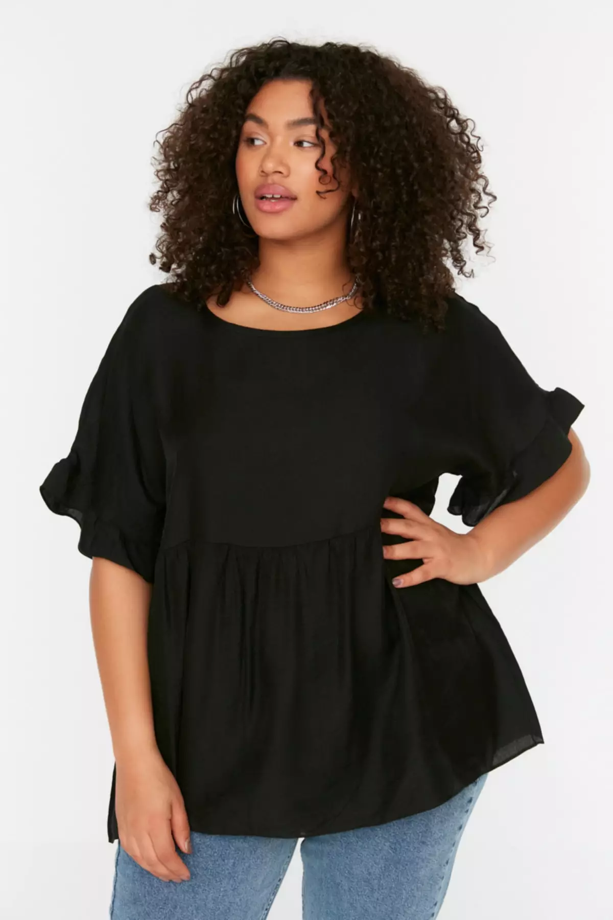 Plus Size Ruffle Woven Blouse
