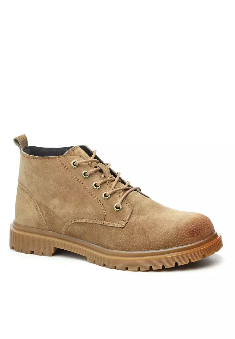 VANSA Simple Pig Leather Lace up Boots VSM B959