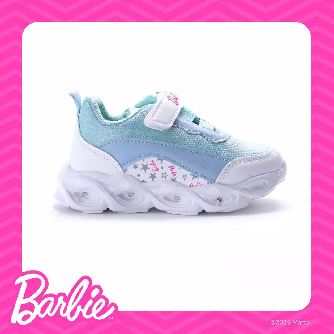 BARBIE - SEPATU Sneakers LED WANITA ANAK CH840252WK - BIRU HEATHER/HIJAU