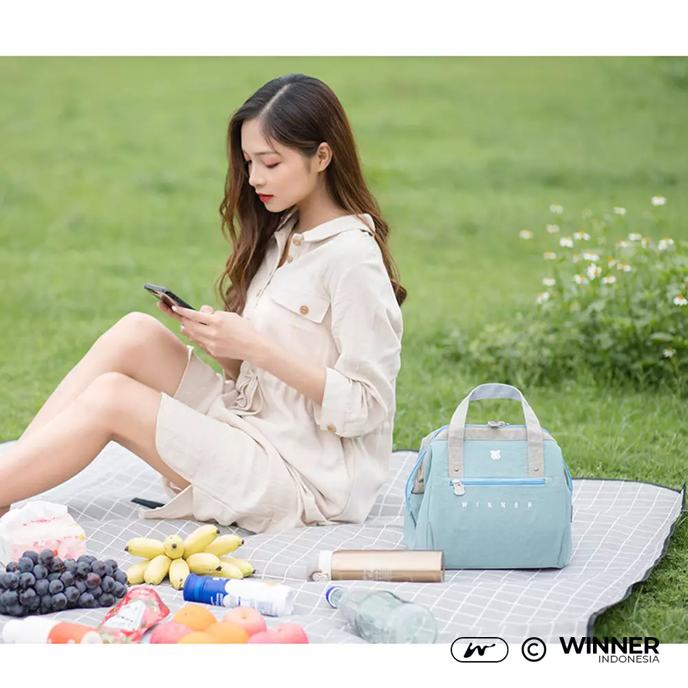 Tas Bekal Makan Tahan Panas Dingin Anti Air Makanan Bento Elegan Thermal Lunch Bag (T14-008) - Hitam L