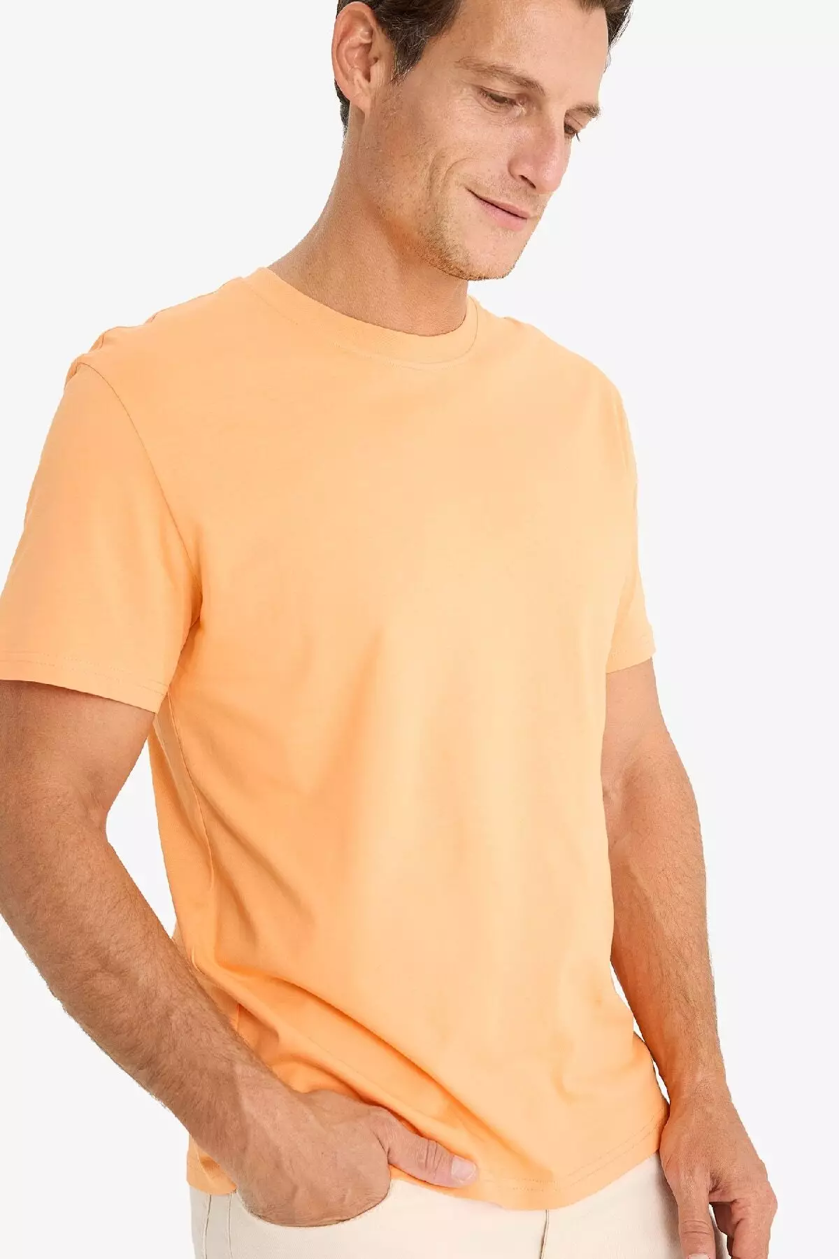 100% Cotton New Regular Fit Crew Neck Basic Plain Short Sleeve T-Shirt V7699Az25Sp