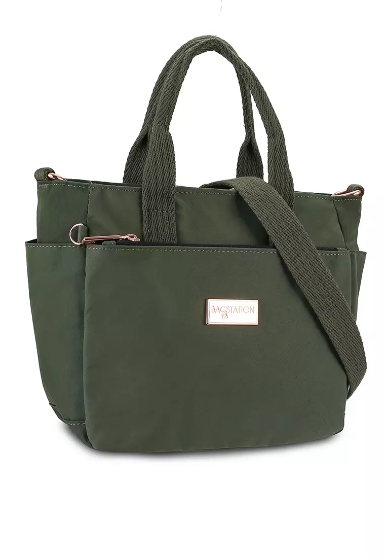 Rose Gold Series Crinkle Nylon Convertible Top Handle Bag