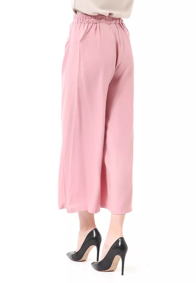 Stella Celana Panjang Casual Wanita Kulot Loose Pants Homewear Material Rayon ORIGINAL - Dusty Pink