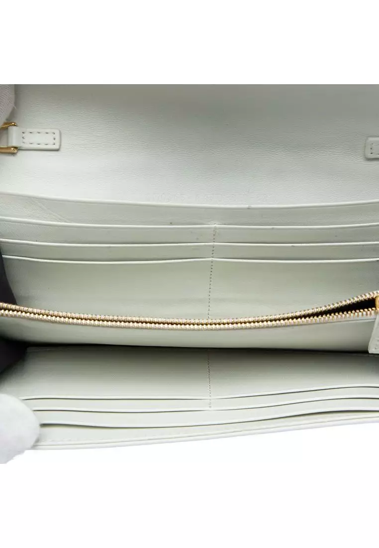 Pre-Loved Fendi Zucca Embossed Nappa Baguette Continental Wallet With Chain