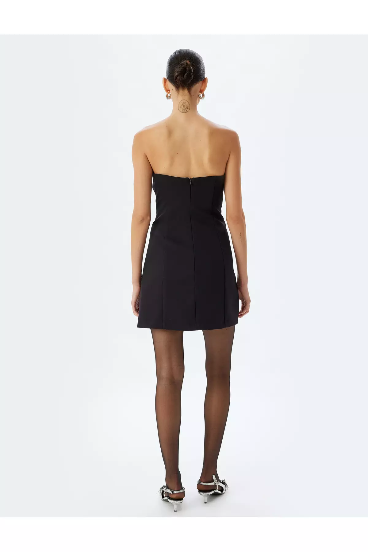 Strapless Dress Mini Length Slim Fit Asymmetrical Cut