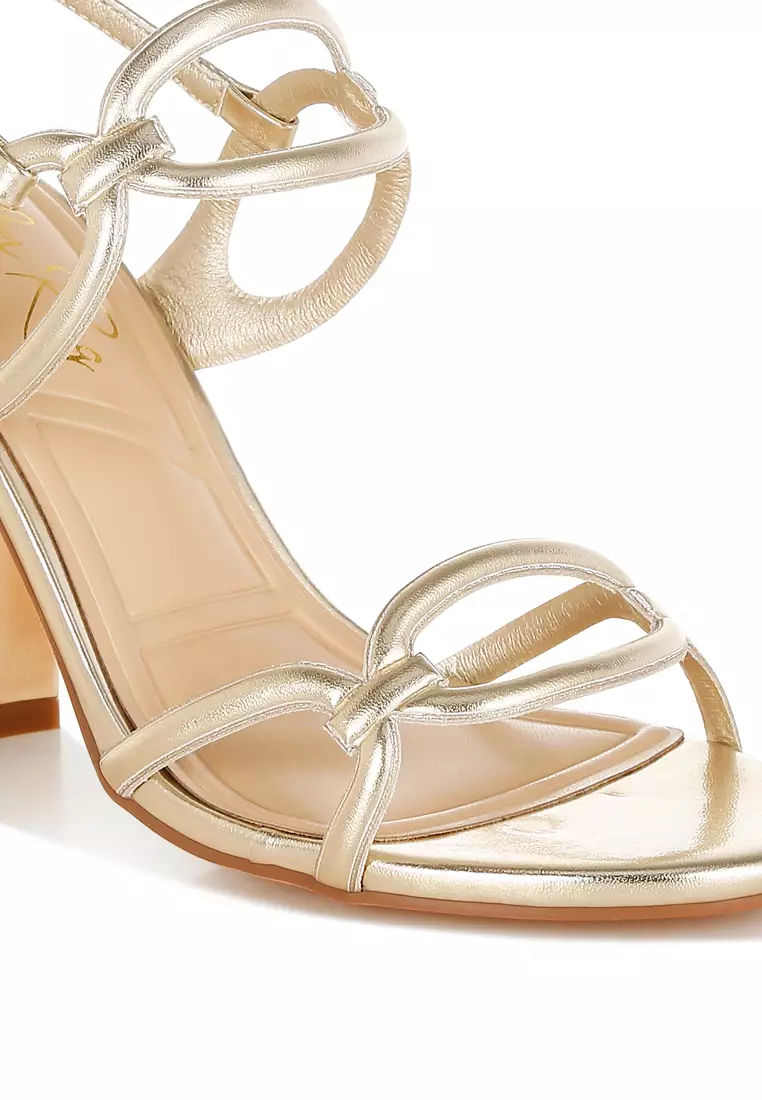 Gold Cut Out Chain Metallic Sandals