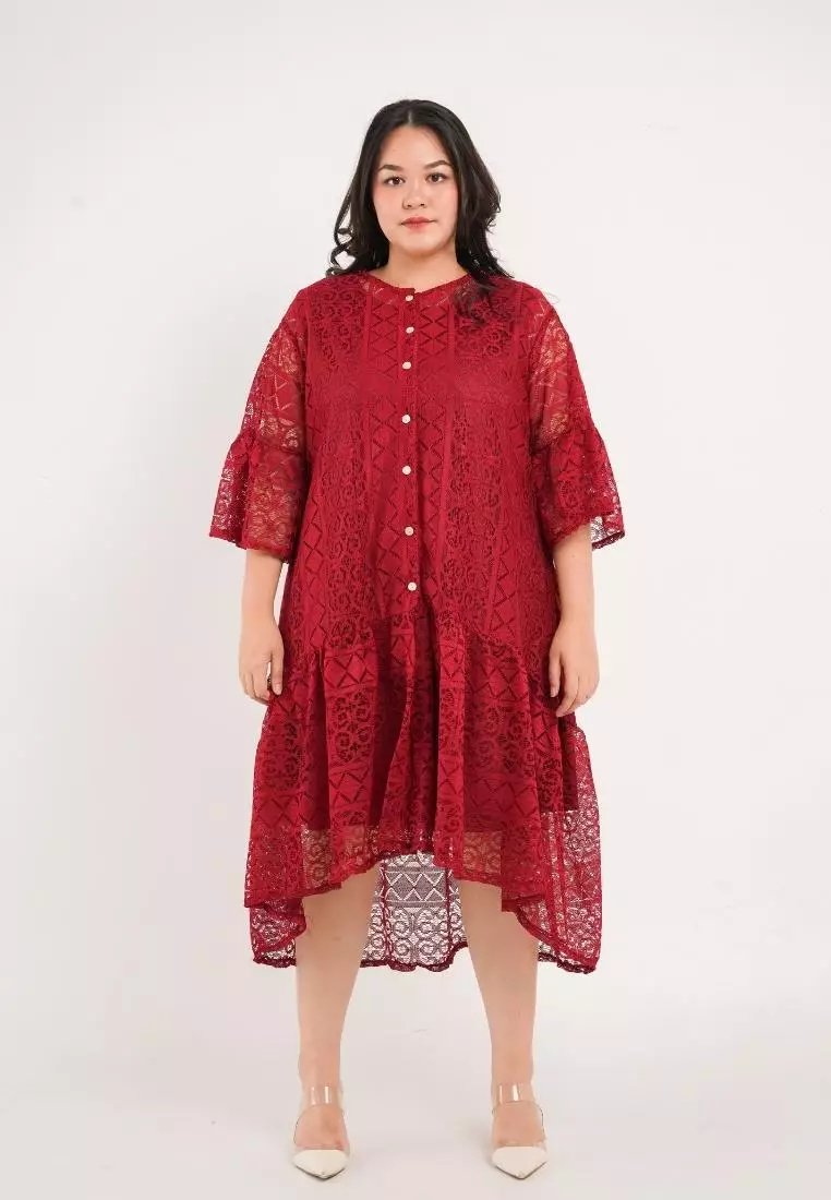 Plus Size Party Dress Aveline Red