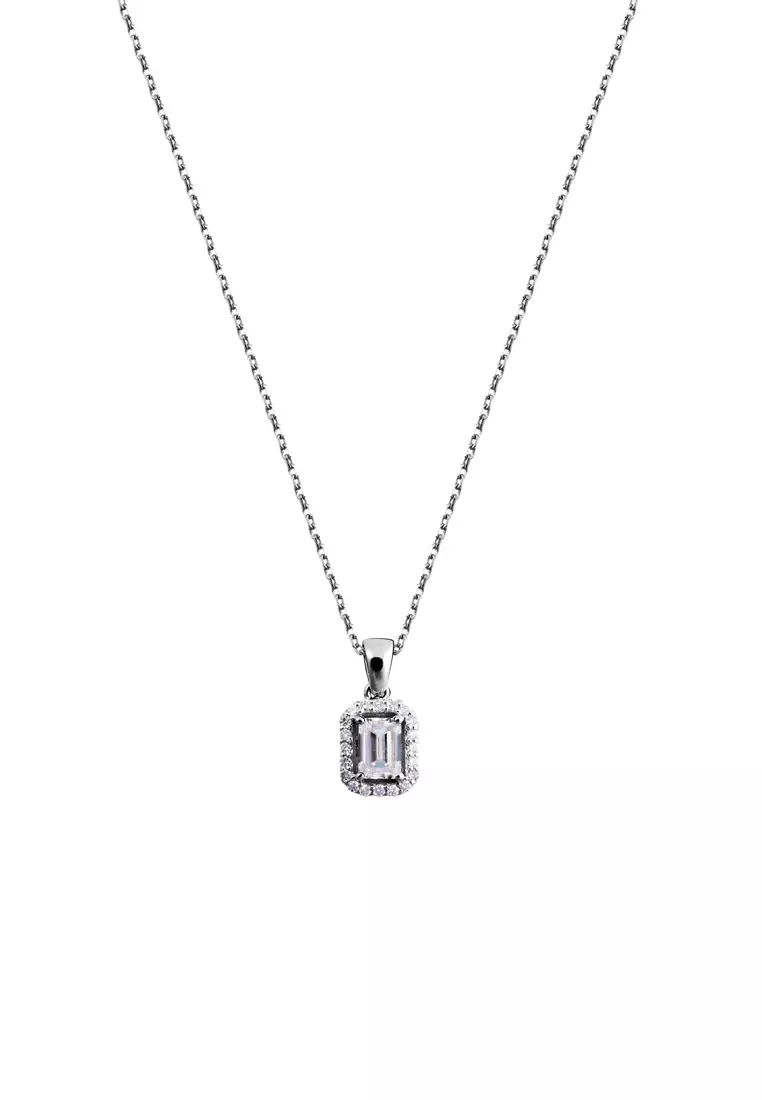 Buy BEON Diamond Classic Emerald-Cut Halo Lab Grown Diamond Pendant ...
