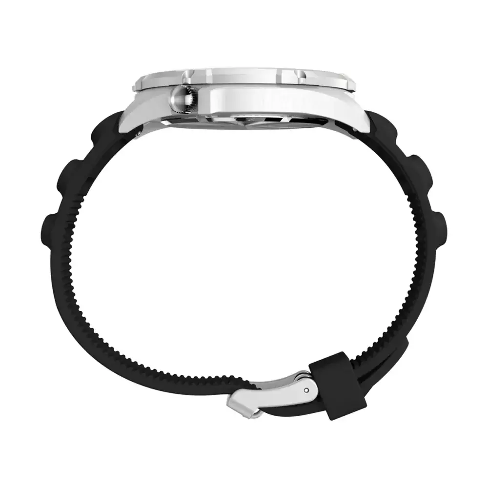 Jam Tangan Pria Timex 1995 Intrepid Reissue Indiglo White Dial Black Rubber Strap TW2Y05800V5 Original