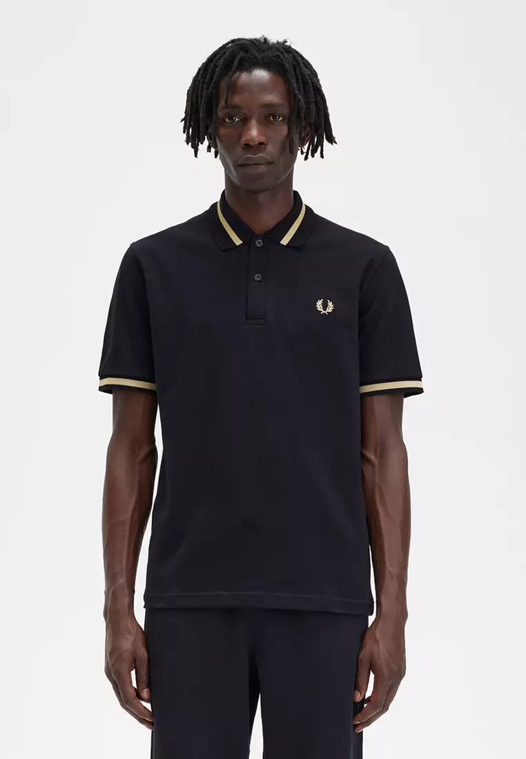 ★FRED PERRY★ M2 Single Tip Fred Perry Shirt Black Champagn Fred Perry Black & Champ M2 Single Tipped Polo M2 | US Stockists